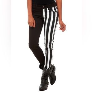 Hot Topic Half Black Half Striped Jeans